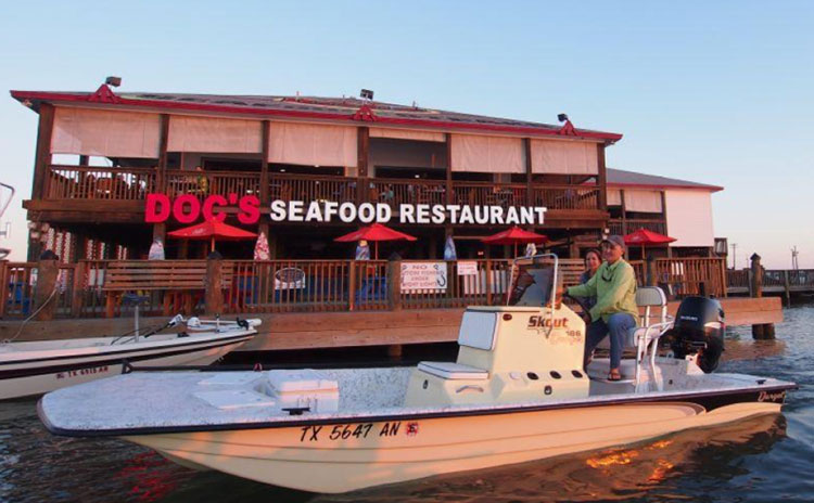View of Doc's Seafood & Steaks from the water
